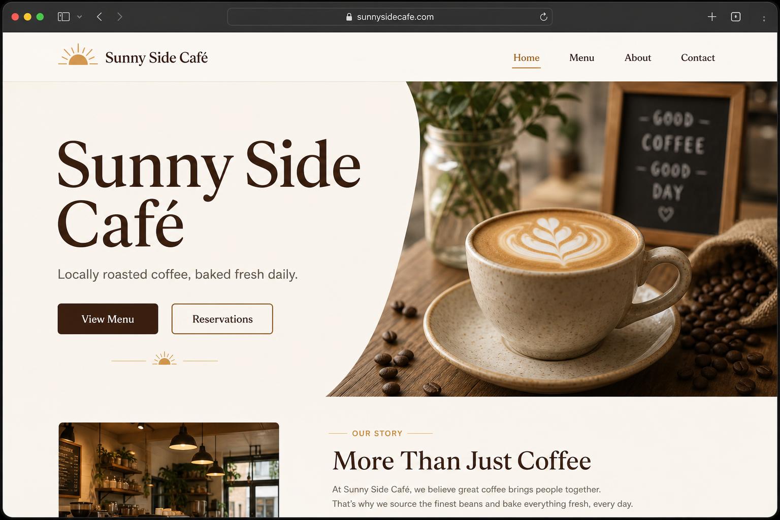 Coffee Shop / Restaurant website mockup